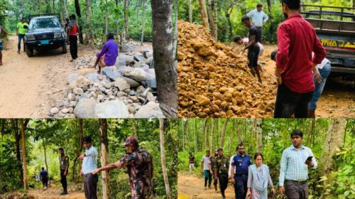 জৈন্তাপুরে প্রশাসনের অভিযানে বিপুল পরিমাণ পাথর জব্ধ