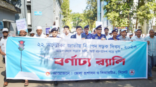 জাতীয় নিরাপদ সড়ক দিবস উপলক্ষে সিলেটে আলোচনা সভা ও র‌্যালি