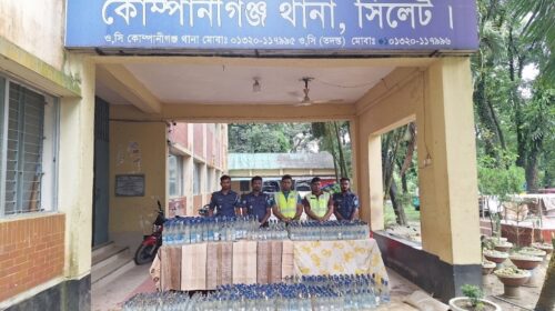 সিলেটে ১০ দিনে ৮২০ বোতল ভারতীয় মদ ও ৫৮৪ বস্তা চিনিসহ ১২ জন আটক