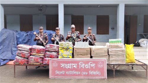 সিলেটে ১ কোটি ২০ লাখ টাকার ভারতীয় চোরাচালানী মালামাল আটক