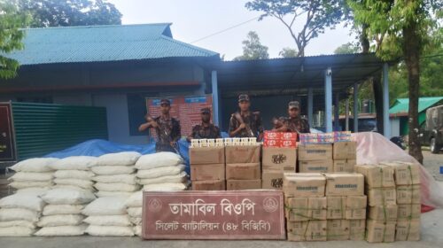 সিলেটে প্রায় কোটি টাকার চোরাচালানী মালামাল আটক